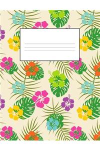 Tropical Hawaiian Monstera and Palm Leaves, Hibiscus Flower School Supplies