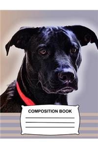 Composition Book: Graph Paper 4x4 Cute Puppy Notebook for school, Black Dog Journal for girls, boys, kids, students, teachers gift, class and office supplies