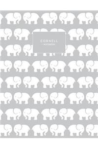 Cornell Notebook: Grey Elephant Print, Cornell Note Taking System for Students, Medium College Ruled Exercise Book, 120 Pages, 8.5x11