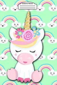 Academic Planner 2019-2020 - Unicorn Mint Green Background