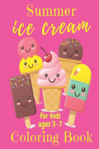 Summer Ice Cream Coloring Book For Kids aged 3-7