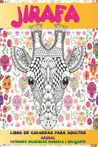 Libro de colorear para adultos - Patrones increíbles Mandala y relajante - Animal - Jirafa