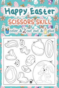 Happy Easter scissors skill color and cut out and glue