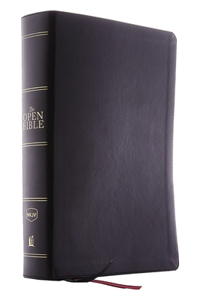 NKJV, Open Bible, Imitation Leather, Black, Indexed, Red Letter Edition, Comfort Print