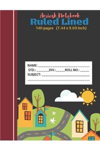 Amiesk Notebook - Ruled Lined Notebook - 140 pages (7.44 x 9.69 inch)