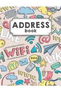 Address Book: Large Print Address Book Over 300+ For Record and Organizer Contact - Social Doodle