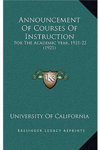 Announcement of Courses of Instruction