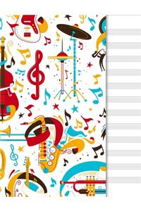 Blank Music Sheet Notebook: Music Manuscript Paper Staff Paper Musical Note Book 12 Staves Jazz & Blue Cover