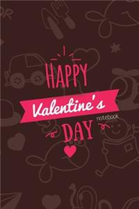 Happy Valentines Day Notebook, Blank Write-in Journal, Dotted Lines, Wide Ruled, Medium (A5) 6 x 9 In (Brown)