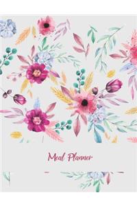 Meal Planner: Pink Floral Design, Meal Planner and Grocery list Large Print 8.5" x 11" Weekly Meal Plans for Weight Loss, Diet Plan Weight Loss