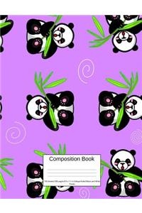Composition Book 100 Sheets/200 Pages/8.5 X 11 In. College Ruled/ Black and White Panda