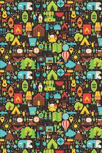 Hike Pattern - Colorful Hiking Icons Yellow