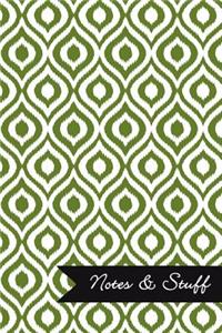 Notes & Stuff - Olive Green Lined Notebook in Ikat Pattern