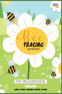 Bee tracing worksheet for preschoolers - Fun with Lines, Letters, Numbers, Shapes, Colors,