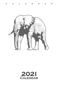 Elephant pachyderm from Africa Calendar 2021