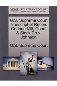 U.S. Supreme Court Transcript of Record Corinne Mill, Canal & Stock Co V. Johnson