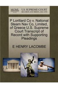 P Lorillard Co V. National Steam Nav Co, Limited, of Greece U.S. Supreme Court Transcript of Record with Supporting Pleadings