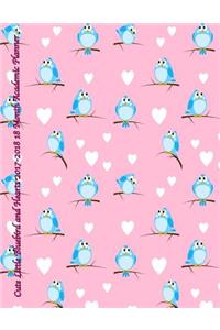 Cute Little Bluebird and Hearts 2017-2018 18 Month Academic Planner