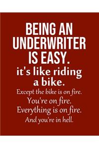 Being an Underwriter is Easy. It's like riding a bike. Except the bike is on fire. You're on fire. Everything is on fire. And you're in hell.