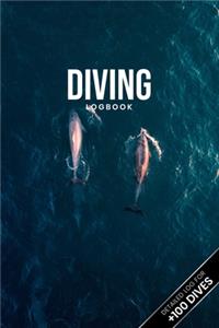Scuba Diving Log Book Dive Diver Jourgnal Notebook Diary - Dolphin Couple