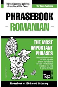English-Romanian phrasebook and 1500-word dictionary