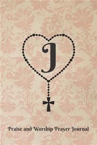 Letter J Personalized Monogram Praise and Worship Prayer Journal - Rosary Cross