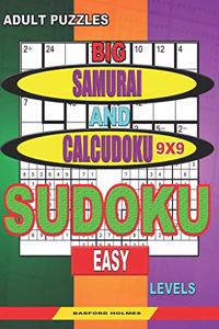 Adult puzzles. Big Samurai and Calcudoku 9x9 Sudoku. Easy levels.