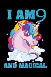 I Am 9 and Magical: Magical Unicorn Coloring Book for Girls, Boys,100 Coloring Pages, 6x9 Unique B-Day Coloring Books...