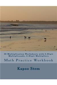 30 Multiplication Worksheets with 2-Digit Multiplicands, 2-Digit Multipliers: Math Practice Workbook