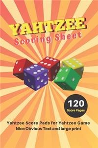 Yahtzee Scoring Sheet