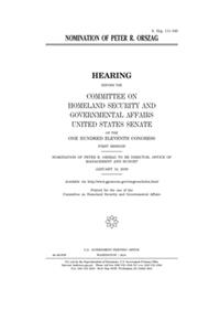 Nomination of Peter R. Orszag