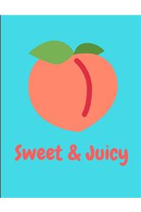 Sweet And Juicy Peaches Notebook Journal Aqua 150 College Ruled Pages 8.5 X 11