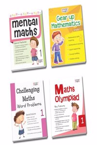 Grade 1 Comprehensive Learning with Mathematics Workbooks Set of 4 Ages 6-7 Years: Gear Up Math, Mental Math, Olympiad, and Challenging Word Problems [Paperback] Scholars Insights