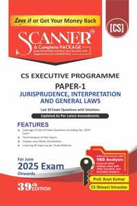 Jurisprudence, Interpretation and General Laws (Paper 1 | CS Executive | Gr. I) Scanner - Including questions and solutions | Applicable for June 2025 Exam | Green Edition