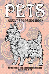 Pets - Adult Coloring Book - Akitas, Russian Blue, Afghan Hounds, Pixie-bob, Canaan Dogs, other