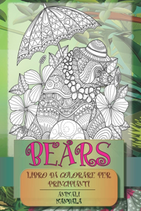 Libro da colorare per principianti - Mandala - Animali - Bears