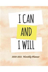 I Can and I Will 2020-2021 Monthly Planner