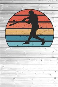 Baseball Player Athlete Silhouette Image On A Retro Vintage 70s Distressed Sunset Journal