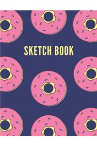 Sketch Book: Blue & Pink Donut Sketchbook Blank Paper for Sketching, Drawing, Painting, Doodling, Designing, Writing & Crayon Coloring or Learning to Draw - Pers