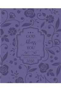 2020 Christian Planner Weekly & Monthly GOD Bless You: Purple Flower Cover Bible Reading Log Plan - Goal Productivity - Track Your Progress for Encouragement - At a Glance Calendar 2020 - Prayer list