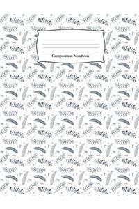 Composition Notebook: Blue Floral Design Wide Ruled Notebook
