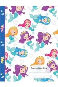 Colorful Little Mermaid Queens College Ruled Paper