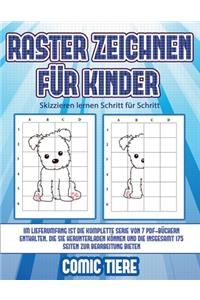 Skizzieren lernen Schritt für Schritt (Raster zeichnen für Kinder - Comic Tiere)