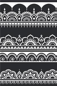 Indian Design Notebook: Charcoal: Notebook 6 X 9: Notebook 250 Pages