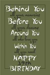 Behind You All Your Memories Happy 39th Birthday