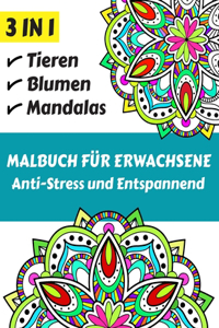 3 IN 1 MALBUCH FÜR ERWACHSENE Anti-Stress und Entspannend