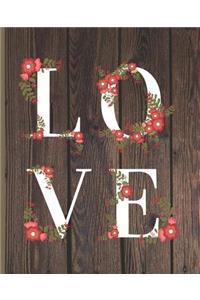 Rustic Country Love Red Flowers School Composition Lined Notebook