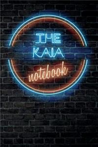 The KAIA Notebook: Vintage Blank Ruled Personalized & Custom Neon Sign Name Dotted Notebook Journal for Girls & Women. Wall Background. Funny Desk Accessories. Retro B