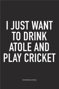 I Just Want to Drink Atole and Play Cricket: A 6x9 Inch Matte Softcover Notebook Diary with 120 Blank Lined Pages and a Funny Sports Fanatic Cover Slogan