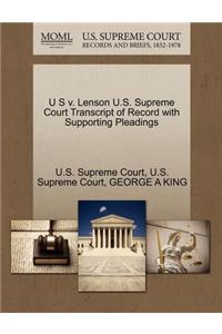 U S V. Lenson U.S. Supreme Court Transcript of Record with Supporting Pleadings